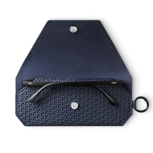 VULKIT Portable Leather Eye Glasses Case for Women & Men, Slim Sunglass Case, Unisex Eyeglass Case - color: Ink Navy