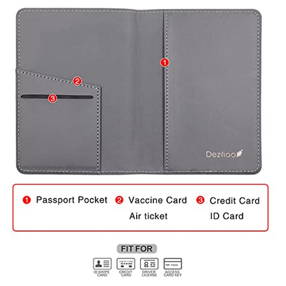 Passport Wallet, Gray, Unisex, Faux Leather, Waterproof, Slim, Lightweight, RFID Blocking, 2-in-1 Design, with Document Slots, Credit Card Slots, SIM Card Slots - color: Gray, style: Minimalist
