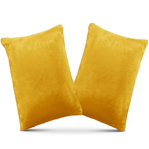 1 MIDDLE ONE 2 Pack Small Pillow, Memory Foam Mini Pillow 11 X 7 Inches for Travel, Sleeping, Nap and Neck, Knee, Lumbar Support, Tiny Cushion for Pet, Dogs (Golden Yellow) - color: Golden Yellow, size: 11x7 inch