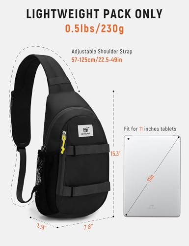 SKYSPER Sling Bag Anti-Theft RFID Crossbody Bag Travel Cross Body Backpack Shoulder Hiking Sling Daypack(Black)