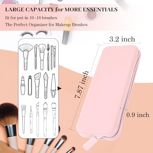 Sakolla Travel Makeup Brush Holder, Silicone Makeup Brush Bag with Zipper Closure, Makeup Brushes Organizer Case Washable Makeup Pouch Holder Case for Daily, Work, Essentials（Pink） - color: Regular Pink