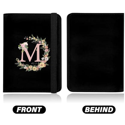 Cute Passport Holder and Holder Combo Passport Cover with RFID Blocking Women Men Compatible Wallet Credit Card Protector (Initial Monogram-M) - color: BLACK-M