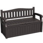 Greesum 80 Gallon Storage Bench Outdoor Deck Box with Armrest, Patio Furniture,Lockable, Waterproof and UV Resistant, Suitable for Garden, Pool, Brown - color: Brown, style: 80 Gallon