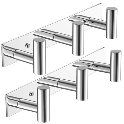 VAEHOLD Hat and Coat Wall Mount Rack - Hooks for Robes, Bags, Keys, and Towels - Bathroom Towel Hanger Organizer (Polished Chrome, “T“ Shape 3 Hooks 2 Pack) - color: Polished Chrome, size: “T“ Shape 3 Hooks 2 Pack