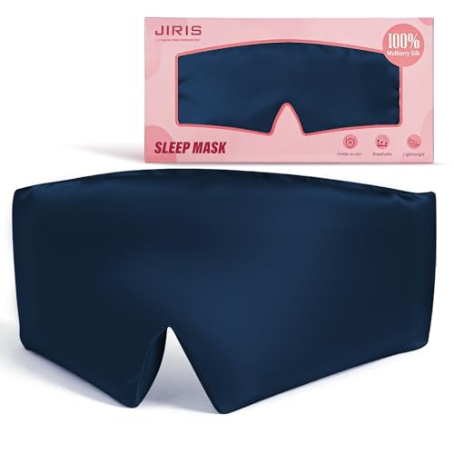 22 Momme 6A Pure Mulberry Silk Sleep Mask for Side Sleeper, Navy Blue Padded Full Coverage Blackout Eye Mask with Adjustable Velcro Strap for Men Women Travel Night Nap - color: Navy Blue