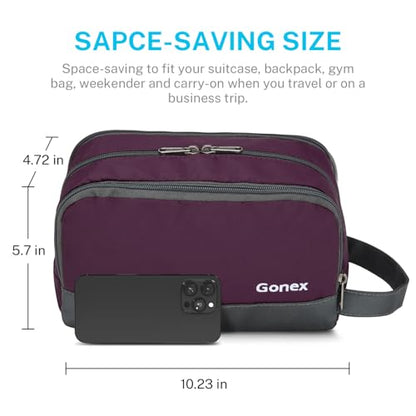 Gonex Travel Toiletry Bag Nylon, Toiletries Kit Shaving Bag Toiletry Organizer Burgundy - color: Burgundy