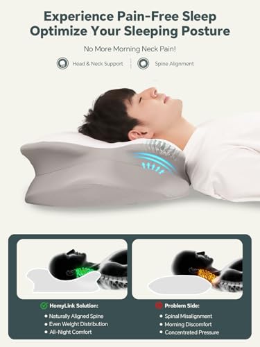 Cervical Neck Pillow for Sleeping, Ergonomic Side Sleeper Pillows for Adults, Cooling Neck Support Pillow for Neck and Shoulder Pain Relief (1 Pack)