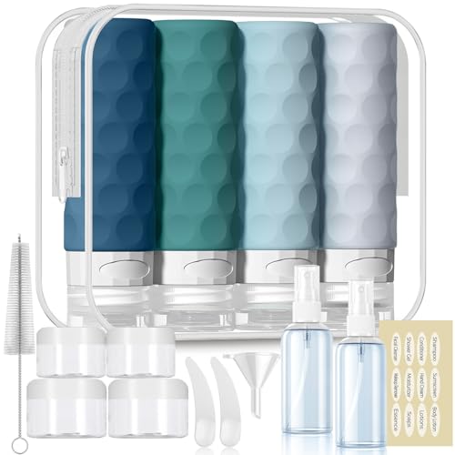 Silevoler 16pack Travel Bottles for Toiletries, TSA Approved Travel Size Containers Set, Leak Proof Refillable Liquid & Creams Toiletries Accessories Kit W/Toiletry Bag (Mint Green) - color: Mint Green