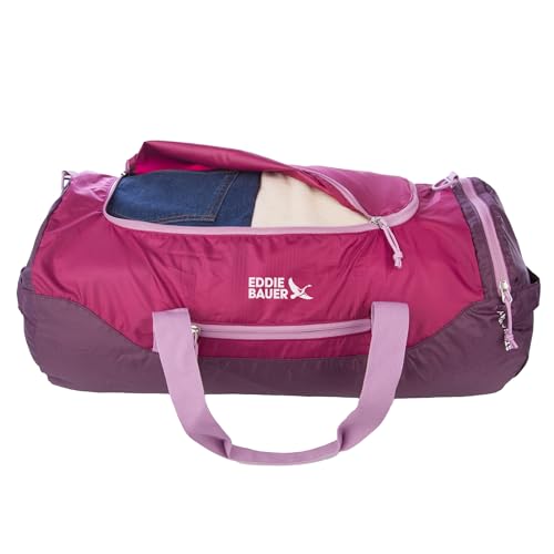 Eddie Bauer Stowaway Packable Duffel Bag | Travel | Foldable | Lightweight | Durable | Ripstop Polyester - color: Port