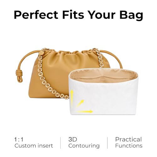 Purse Organizer Insert for LOEWE Flamenco Purse M Handbag,Custom Fit Inside Premium Vanile Lightweight WaterResistant Tote Bag Insert with Cup Holder Accessories - color: Vanile, size: Fits-Flamenco Purse M