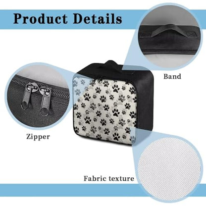 First Aid Case Empty Pet Paw Print Veterinary Medic Bag for Animal Clinics and Pet Owners Includes Secure Zipper Compartments Breathable Mesh Panels Soft Lining Washable Material - color: Pet Paw Print