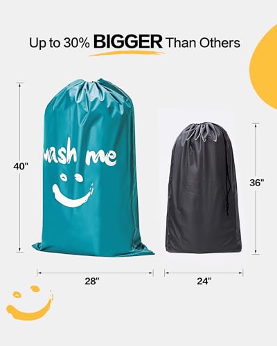 HOMEST XL Laundry Bag 28" x 40", Extra Large Dirty Clothes Organizer Holds 3-4 Loads, Machine Washable Drawstring Laundry Bag for Dorm, Camp, Laundromat, Family, Travel, Sky Blue - color: (1 pack-Wash me)Sky Blue