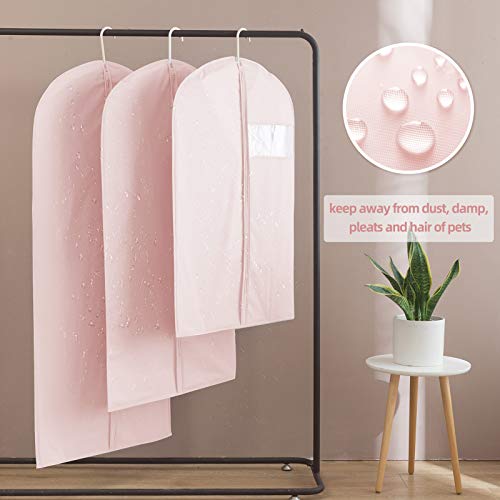 MARMINS Pink Dress Bags for Gowns Long, 65'' Long Dress Clear Garment Bag(Set of 2, 23.3'' X 65'') - size: 23.3" x 65" 2 Pack Pink