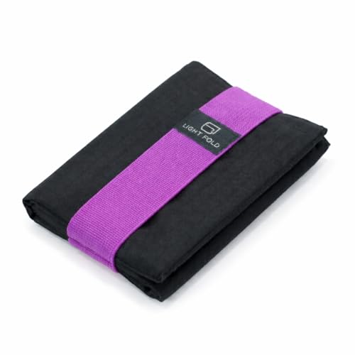 LIGHT FOLD Ultra Slim Tri-Fold Wallet with RFID Blocking, Lightweight Minimalist Men’s Wallet with Elastic Band, Waterproof Durable Nylon Fabric, Slim Front Pocket Card Holder Fits 12 Cards & Cash - color: Purple