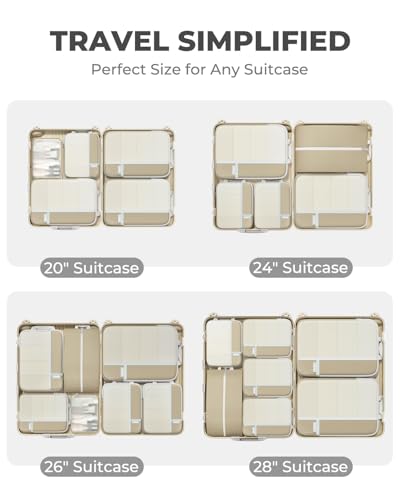 Percover Compression Packing Cubes for Travel, 6-Piece Structured Compression Organizer Set for Organized Packing & Carry-On Luggage, Camel - color: Camel, size: 6 Set