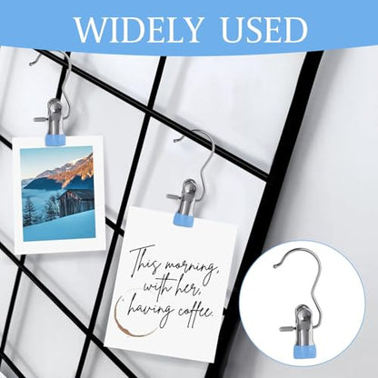 50PCS Space-Saving Clothespin Hat Pants Storage Hanging Travel Hook, Portable 360° Rotating Stainless Steel Hanging Hook Clips Towel Clips,Laundry Hooks Hanging Clips with Clips for Home and Travel - color: Blue