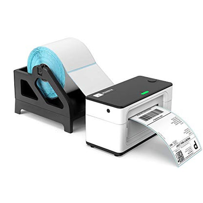 MUNBYN Label Holder for Rolls and Fan-Fold Labels, Thermal Sticker Roll Holder for Desktop Thermal Printer Shipping Supplies Industrial Paper, Black - color: Black