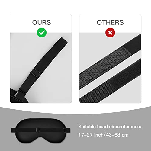 Sleep Mask, Silk Eye Mask for Sleeping with Adjustable Strap, Satin Blackout Sleeping Eye Mask for Men&Women, Comfortable Blindfold Eyeshade for Night Sleep(Black) - color: Black