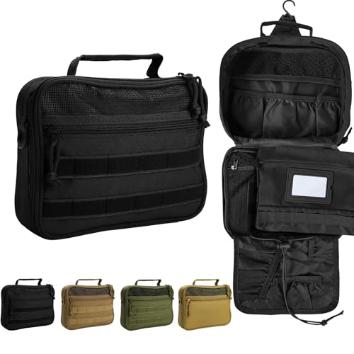 Tactical Hanging Toiletry Bag for Men, Travel Toiletry Bag，Mens Toiletry Bag Organizer Dopp Kit, Toiletries Shaving Hygiene Bag for Bathroom Short Trips Camping - Black - color: Black