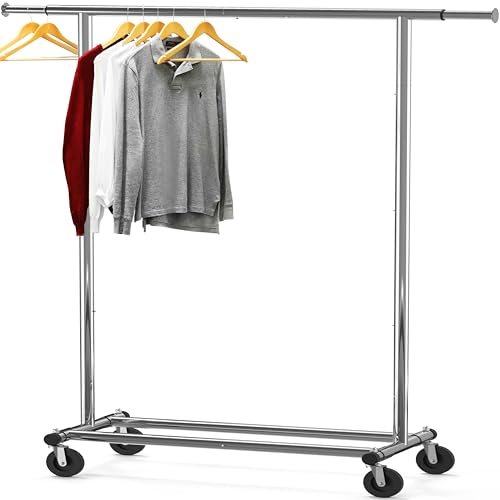 Simple Houseware Heavy Duty Clothing Garment Rack, Holds Up to 150 lbs, 42 to 67 Inches Extendable Rod, Chrome - color: Chrome, size: Heavy Duty
