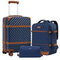 Coolife Luggage Set Suitcase Carry On Luggage PC Hardshell Luggage TSA Lock Spinner Wheels Telescopic Handle - color: Navy, size: 3 piece set (BP/TB/20)