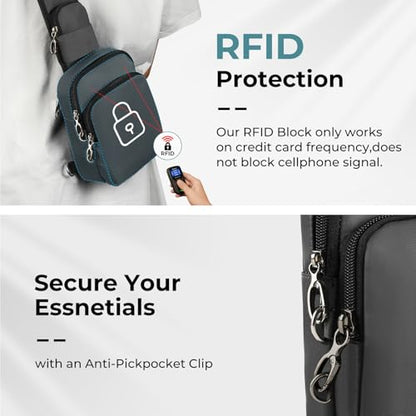 BROADREAM Sling Bag, Crossbody Bag with Anti-Theft Lock Zipper, RFID Blocking & Water Resistant for Travel Work Sport - color: Gray