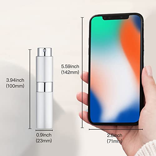 LISAPACK 8ML Atomizer Perfume Spray Bottle for Travel, Empty Refillable Cologne Dispenser, Portable Sprayer (Silver) - color: Silver