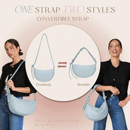 Mali&Lili Hobo Shoulder Bag for Women, Aria Convertible Crossbody Bags for Women, Vegan Leather purses, Shoulder Handbags - color: Slate Blue