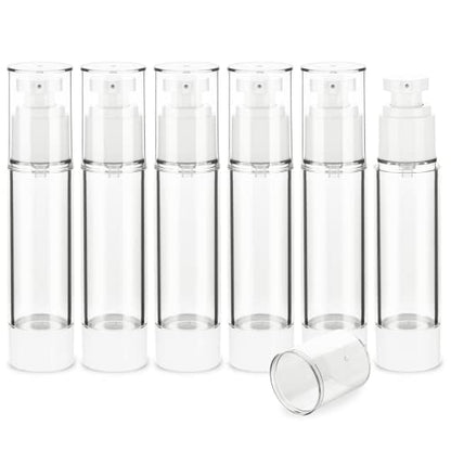 1.7OZ/50ML Clear Airless Pump Bottles, Lotion Dispenser Travel with Pump, Vacuum Plastic Travel Size Lotion Bottle for Foundation, Creams, Cosmetic(6 Pack) - size: 1.7oz / 50ml (6 pcs)