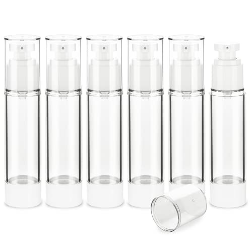 1.7OZ/50ML Clear Airless Pump Bottles, Lotion Dispenser Travel with Pump, Vacuum Plastic Travel Size Lotion Bottle for Foundation, Creams, Cosmetic(6 Pack) - size: 1.7oz / 50ml (6 pcs)