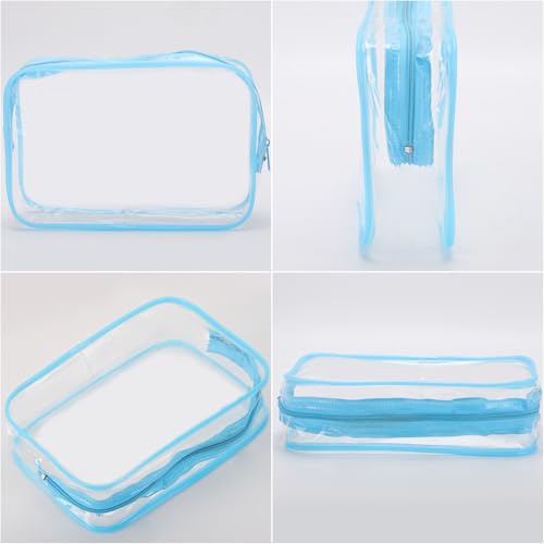 Tbestmax 10 Pcs Clear Cosmetic Bags Makeup Bags Portable Waterproof Travel Toiletry Bags Organizer Blue, 7.5"x 4.8"x 2.3" - color: Medium - Blue