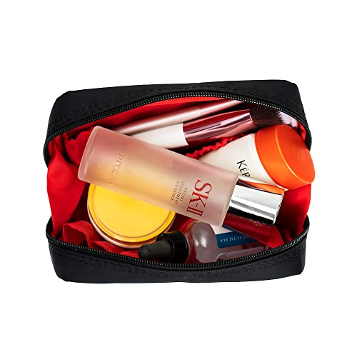 Hekyip Rectangular Beauty Bag, Small Travel Makeup Bag for Purse, Portable Waterproof Cosmetic Pouch for Ladies Women (Rectangular Inner Red) - color: Rectangular Inner Red