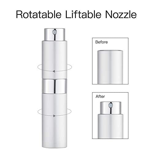 LISAPACK 8ML Atomizer Perfume Spray Bottle for Travel, Empty Refillable Cologne Dispenser, Portable Sprayer (Silver) - color: Silver