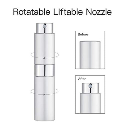 LISAPACK 8ML Atomizer Perfume Spray Bottle for Travel, Empty Refillable Cologne Dispenser, Portable Sprayer (Silver) - color: Silver