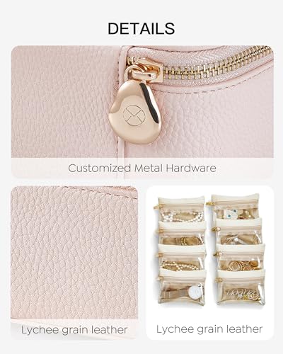 VLANDO Jewelry Travel Case,Gifts for Women,Travel Jewelry Organizer with Clear Velvet Jewelry Bags 8Pcs Zipper Pouch for Women Girl Gift-Pink - color: C.8PCS Pink