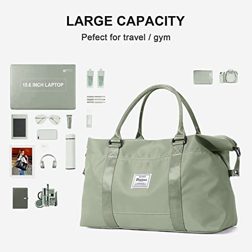 Sport Travel Duffle Bag Large Gym Tote Bag for Women, Weekender Carry on Bags for Airplane, Ladies Beach Overnight Bag Waterproof Luggage Bags with Wet Pocket Light Green - color: Light Green
