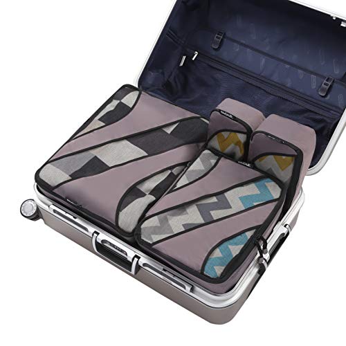 BAGAIL 6 Set Packing Cubes,Travel Luggage Packing Organizers - color: The Dark Grey, style: 6 Set