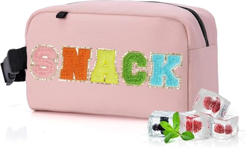 Freezable Lunch Bag,Freezable Snack Bag,Mini Cooler Bag for Travel/Work/School,Small Insulated Bag,Small Cooler Lunch Box with Ice Packs,Insulated Snack Bag,Freezable Snack Box with Handle Buckle - color: Pink-snack