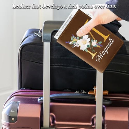 Personalized Passport Holder Custom PU Leather Passport Covers for Travel Customized Passport Wallet Engraved Name Travel Wallet Essentials Vacation for Women Men Family, Initial - style: Style4 - Carved Initial