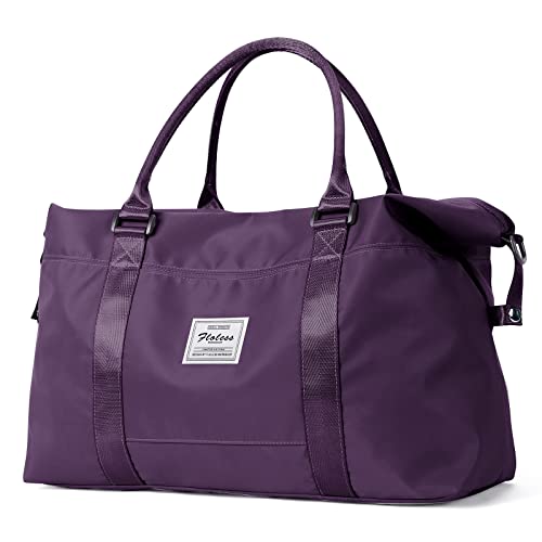 Small Gym Bag for Women, Dark Purple Stylish Duffle Travel Bag for Plane, Lightweight Duffle Bag for Women, Sport Gym Tote Bag with Wet Pocket for Yoga, Pilates, Swimming - color: Dark Purple