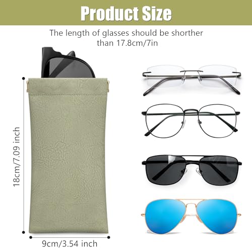 Sightor Sunglass Case, 2 Pcs Soft Eyeglass Cases for Women Portable Squeeze Top Leather Glasses Pouch - color: Rose, Green