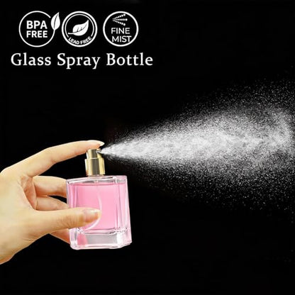 Refillable Perfume Bottle 2 Pack Glass Perfume Spray Bottle 50ml 1.7oz Large Empty Travel Perfume Atomizer Refillable,Replacement Perfume Bottles for Women Men - color: 2 COLORS-BLACK GOLD