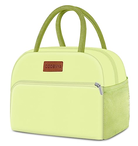 Coobiiya Insulated Lunch Bag Women/Men, Taslon Leakproof Thermal Lunch Box for Women Men, Cute Waterproof Cooler Bag for Work Picnic Travel - color: Light Green, size: A-regular