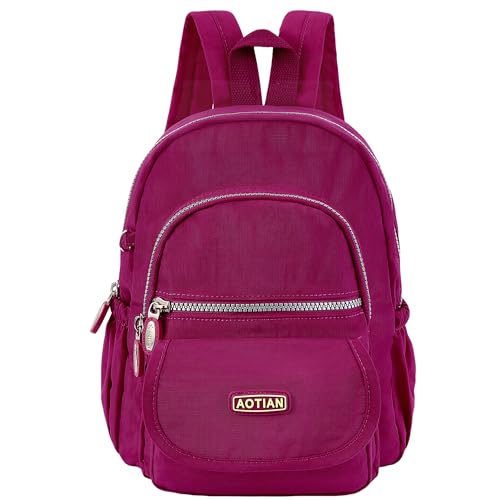 AOTIAN Mini Nylon Women Backpacks Casual Lightweight Small Daypack for Girls - color: Mini Hot Pink