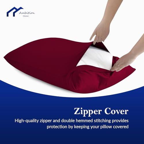 Toddler Travel Pillowcase 13x18 Inch – 100% Egyptian Cotton 500 Thread Count – Small Burgundy Zipper Pillow Case for Kids Nap, Daycare & Airplane – Soft & Breathable – Set of 2 - color: Burgundy, size: Toddler 13x18