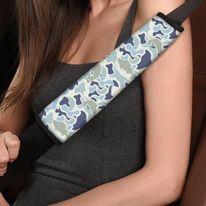 2pcs Car Seat Belt Cover Pads Soft Anti-Slip Blue Fish Camo Shoulder Strap Protects Universal Fit for All Cars and Backpack for a More, Easy to Install - color: Blue Fish Camo