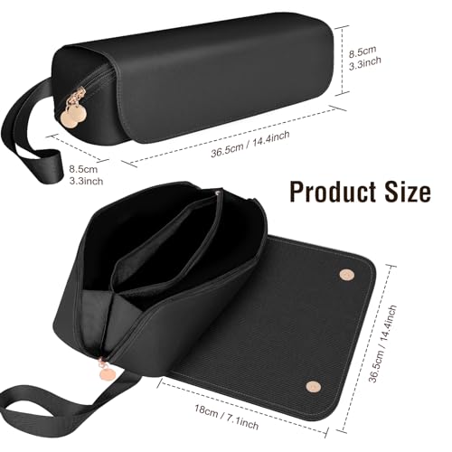 SS Hair Tools Travel Bag and Heat Resistant Mat for Hot Tools, Leather Curling Iron Case, Portable Essentials for Women, Black - color: Black