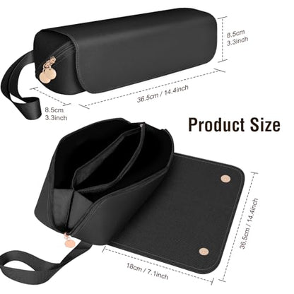 SS Hair Tools Travel Bag and Heat Resistant Mat for Hot Tools, Leather Curling Iron Case, Portable Essentials for Women, Black - color: Black