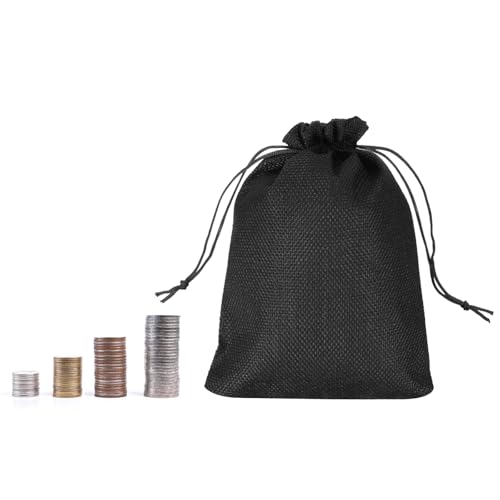 PATIKIL 8"x6" Coin Sacks Bag, 6Pcs Bank Deposit Change Transit Bags with Drawstring Canvas Gift Sacks, Black - color: Black, size: 8"x6"