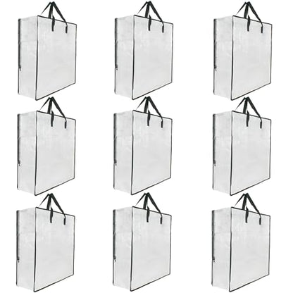 9 Pack Clear Storage Bags with Zipper and Handles, Blanket Bags For Closet Storage, Moving and Packing Supplies for College, Underbed Storage Organizer for Clothes Pillow Bedding Christmas Wreath - style: 9 Side zipper